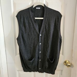 Gran Sasso Charcoal Extra Fine Merino Wool Vest Size XXL